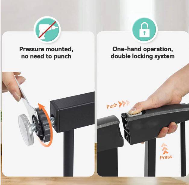 Safe retractable baby door adjustable portable baby gate foldable indoor stair pet kids child 75~82cm wide baby gat