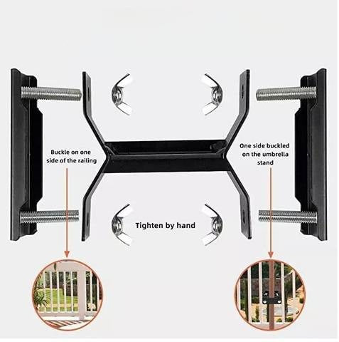 Umbrella Clamp (3 pieces) Heavy Duty Adjustable Sun Umbrella Clamp, Rails clamp Beach Fishing Umbrella Mount Chair Clamp Pole Fixed Clip Easy