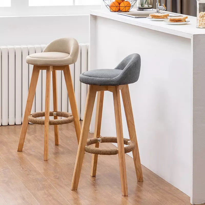 Bar Stool Modern Cafe Chair Dinning High Wooden Chair Restaurant Chairs (polyester grey)…