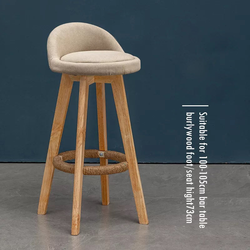 Bar Stool Modern Cafe Chair Dinning High Wooden Chair Restaurant Chairs (polyester Beige)…