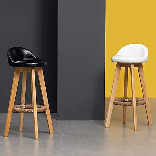 Bar Stool Modern Cafe Chair Dinning High Wooden Chair Restaurant Chairs (black leather)…