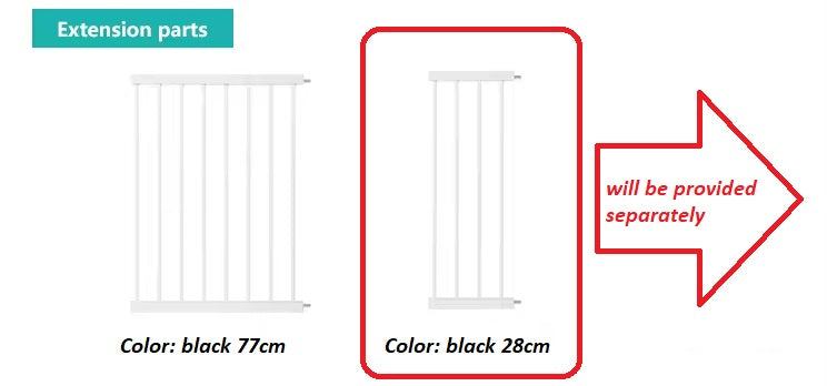 Extension Door Stairs Pet Kids  extension for baby safety gate 28 cm (Black)
